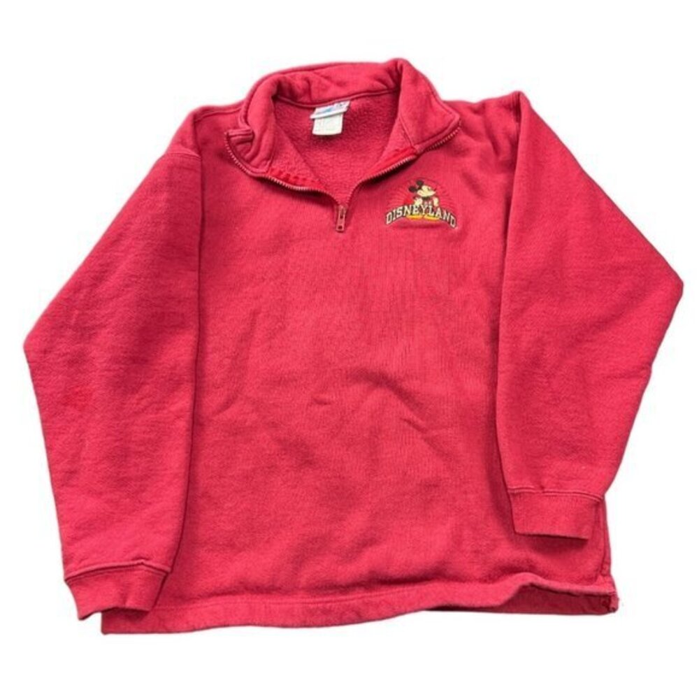 Disneyland Resort Mickey Mouse Red Quarter Zip Sweatshirt Small |G1